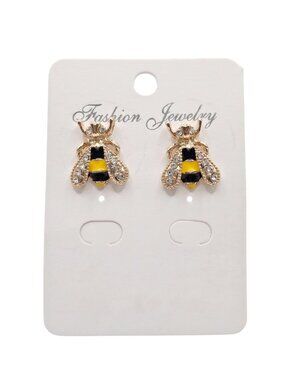 3/$20 NWT | Bumble Bee Gold Enamel & Rhinestone Statement Stud Earrings